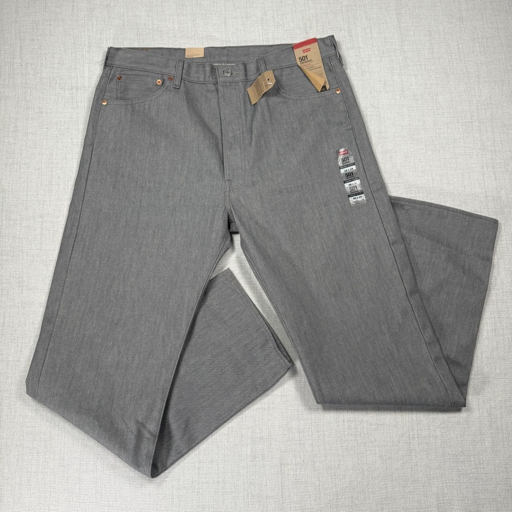 Levi's 501 Jeans Mens 38x34 Gray Original Shrink-to-Fit Non-Stretch Straight Leg